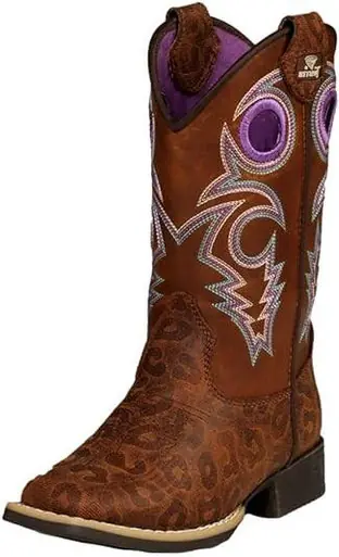 Twister® Girls' Dottie Brown Cheetah Embossed Square Toe Boots - Footwear