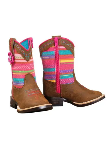 Twister® Toddler Camilla Brown/Multi Stripe Textile Top Boots - Footwear