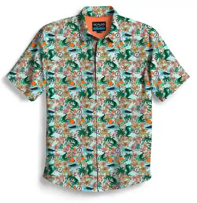 Scales® Men's S/S Fish & Game Print Button Shirt - Mens