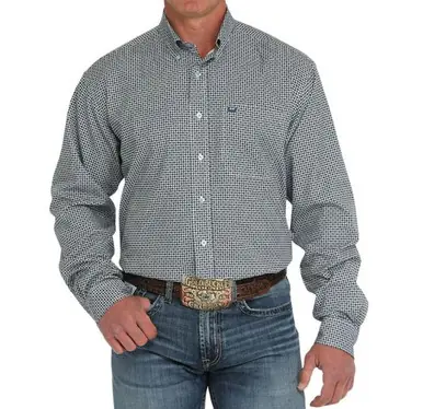 Cinch® Men's L/S Dusty Blue Geo Print ArenaFlex Button Shirt - Mens
