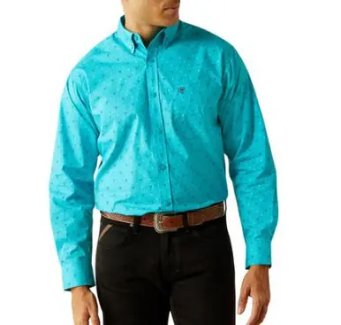 Ariat® Men's L/S Wilke Turquoise Steerhead Print Classic Fit Button Shirt - Mens