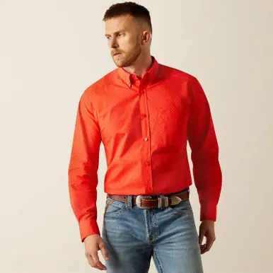 Ariat® Men's L/S Waylen Red Diamond Print Classic Fit Button Shirt - Mens