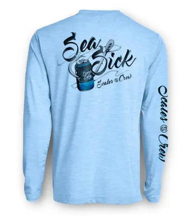 Scales Gear® Men's L/S Powder Blue Heather Sea Sick Performance Shirt - Mens