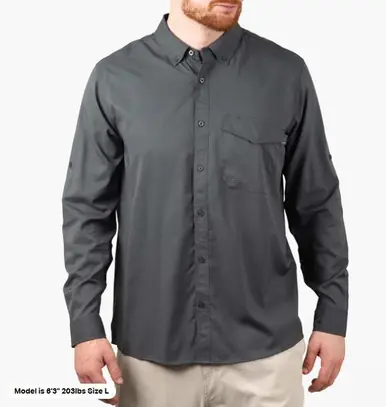 AFTCO® Men's L/S Charcoal Palomar Vented Fishing Shirt - Mens