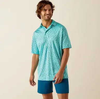 SALE Ariat® Men's S/S Aqua Print Charger 2.0 Polo Shirt - Mens