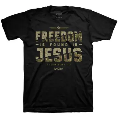 Kerusso® Men's S/S Black Freedom in Jesus T-Shirt