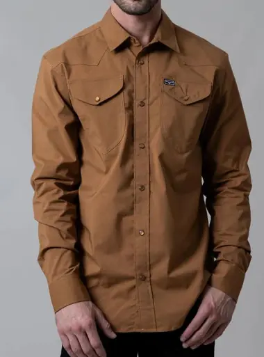 Kimes Ranch® Men's L/S Brown Blackout Snap Dress Shirt - Mens