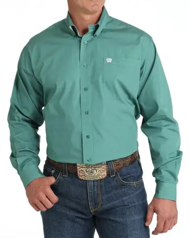 Cinch® Men's L/S Solid Green Button Shirt - Brands