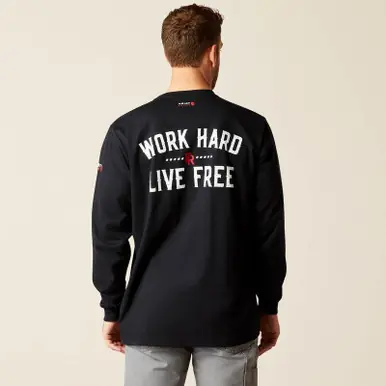 Ariat® Men's L/S Black FR Work Hard Live Free T-Shirt
