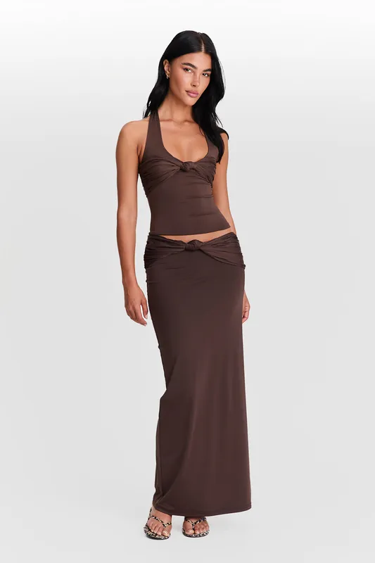 Mila Maxi Skirt Chocolate Brown - Sasha Therese