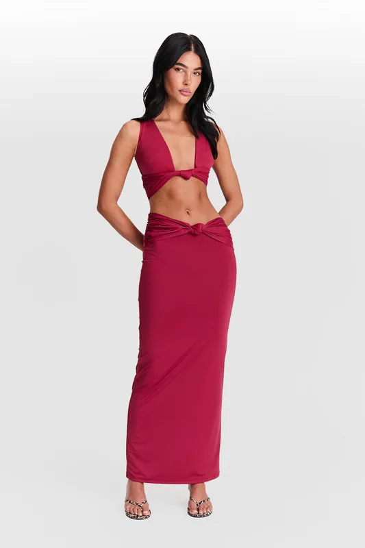 Mila Maxi Skirt Cherry Red - Sasha Therese