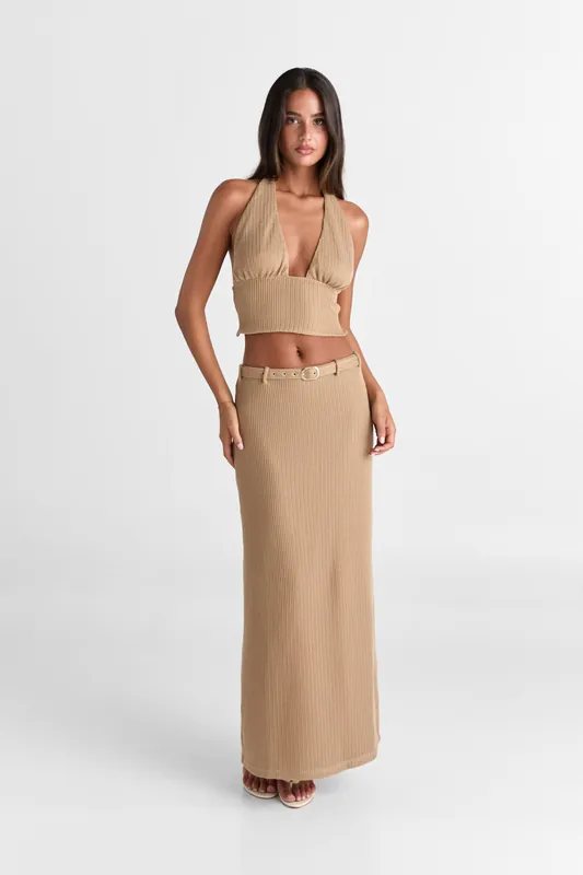 Haven Maxi Skirt Tan - Sasha Therese