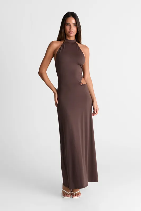 Aurora Maxi Dress Chocolate - Sasha Therese