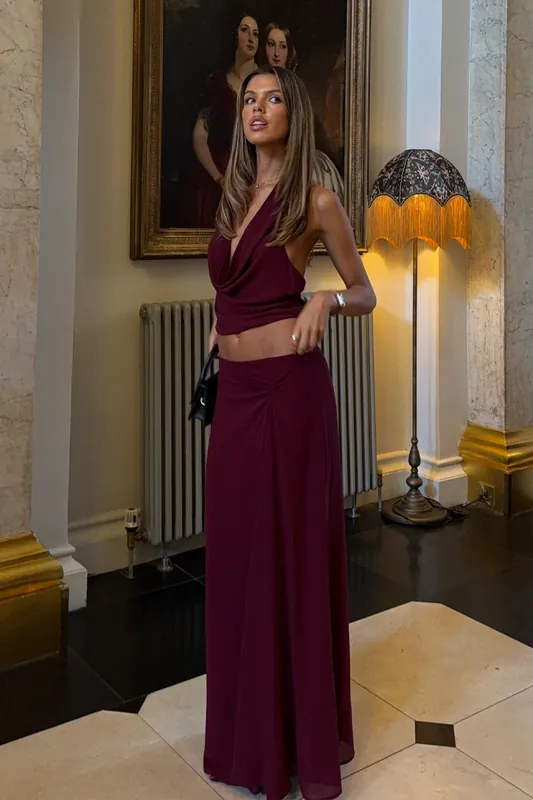 Seraphina Maxi Skirt Red - Sasha Therese