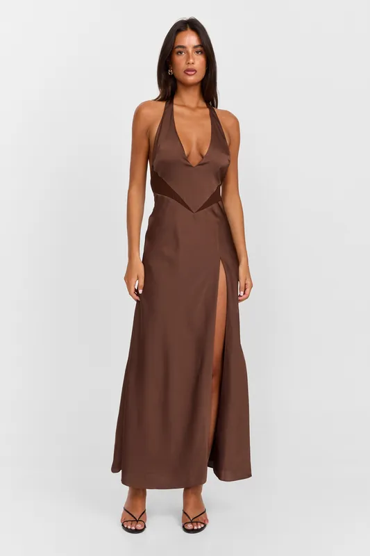 Arabella Maxi Dress Chocolate - Sasha Therese