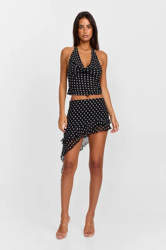 Clara Mini Skirt Black Polkadot - Sasha Therese