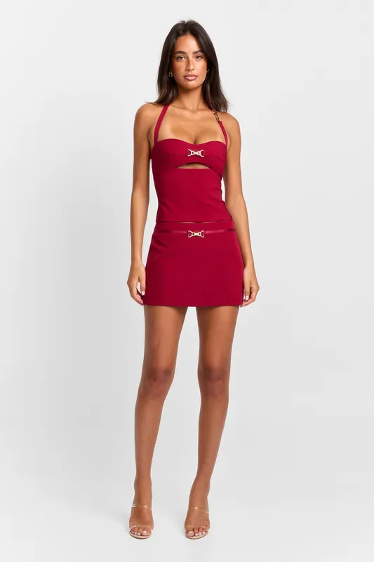 Zhara Mini Skirt Red - Sasha Therese