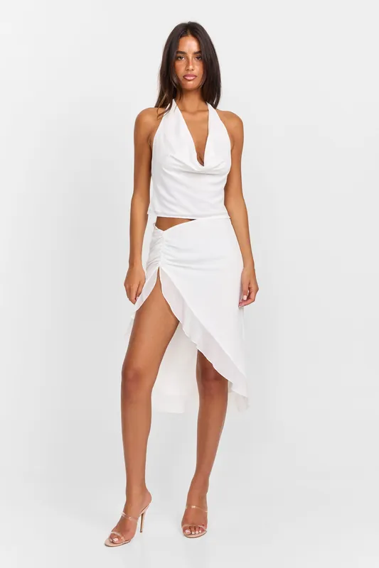 Serene Midi Skirt White - Sasha Therese