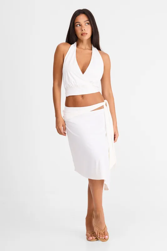 Luna Midi Skirt White - Sasha Therese