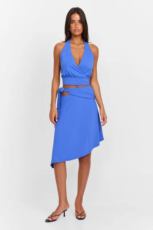 Luna Midi Skirt Blue - Sasha Therese