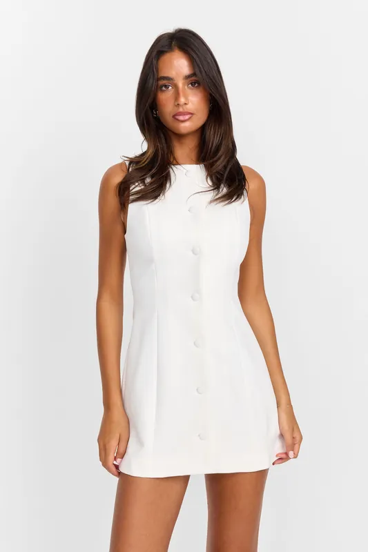 Melody Mini Dress Ivory - Sasha Therese