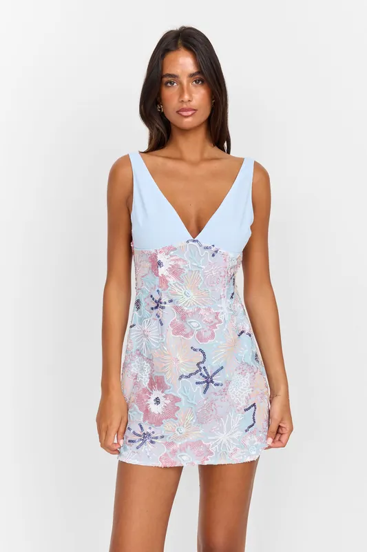 Atlas Mini Dress Blue - Sasha Therese
