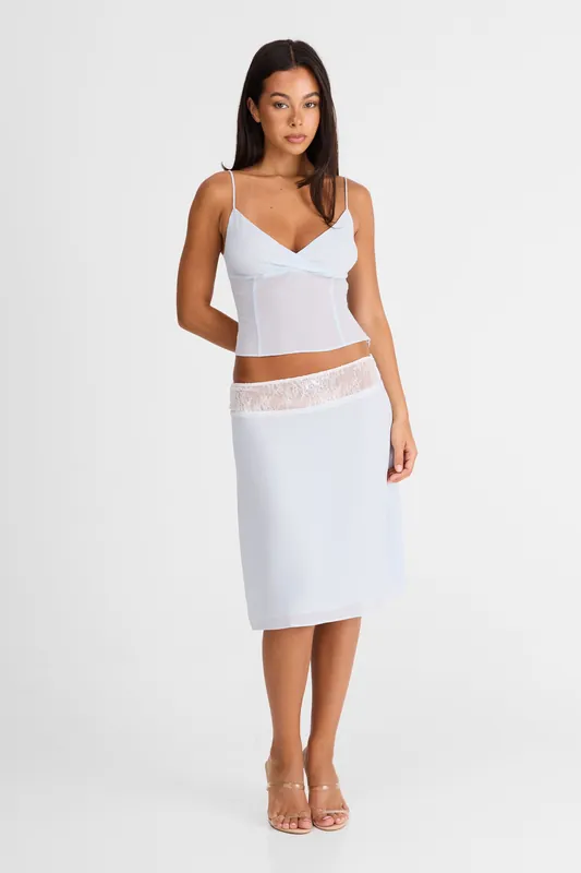 Evangeline Midi Skirt Blue - Sasha Therese