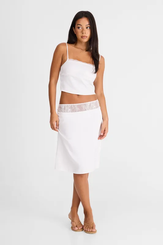 Fleur Midi Skirt White - Sasha Therese