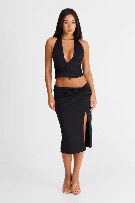 Arielle Midi Skirt Black - Sasha Therese