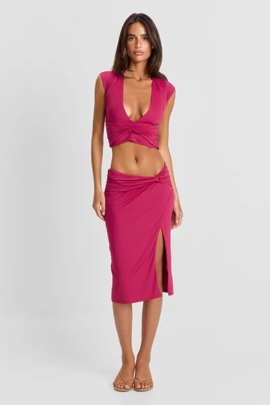 Arielle Midi Skirt Berry - Sasha Therese