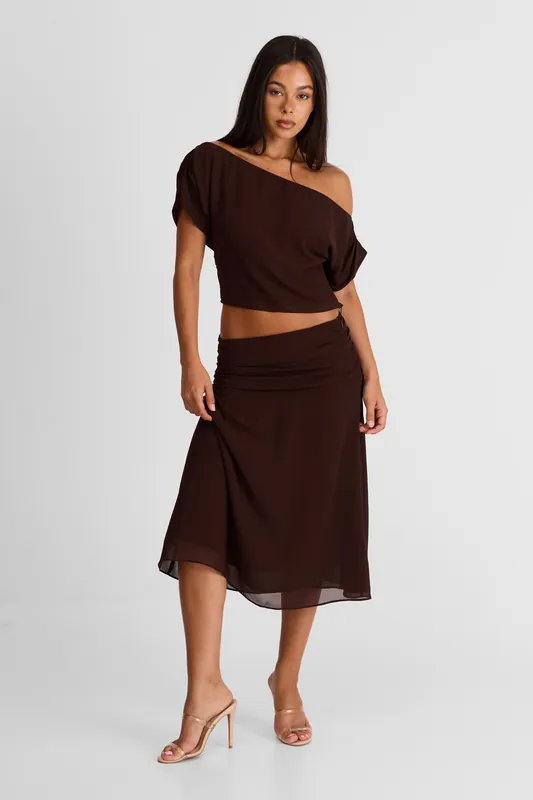 Margot Midi Skirt Chocolate - Sasha Therese