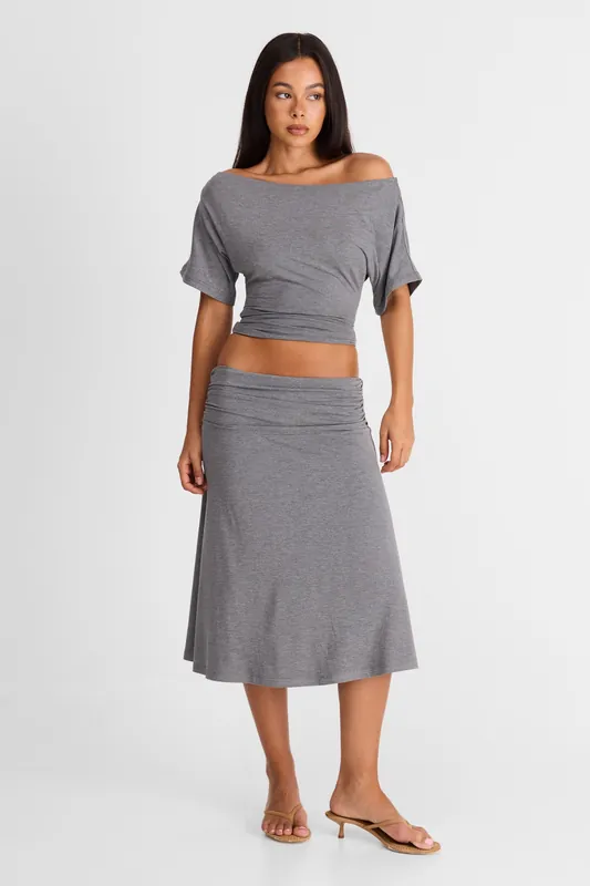 Lorelei Midi Skirt Grey Marle - Sasha Therese