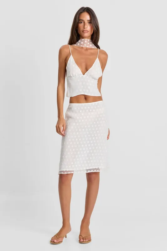 Minnie Midi Skirt White - Sasha Therese