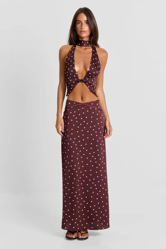 Cici Maxi Skirt Pink Polkadot - Sasha Therese