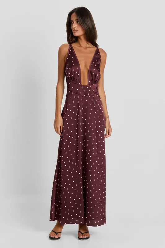 Cici Maxi Dress Pink Polkadot - Sasha Therese