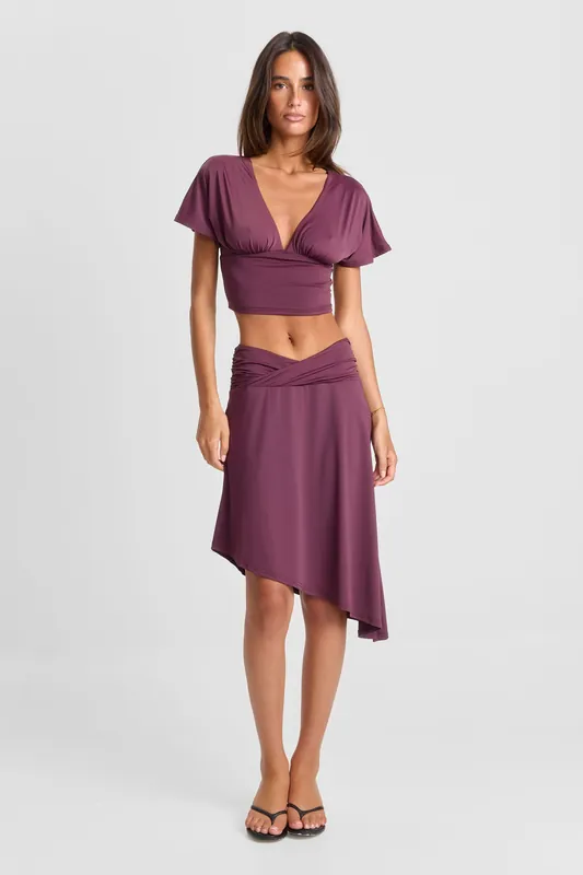 Winnie Midi Skirt Wine - Sasha Therese