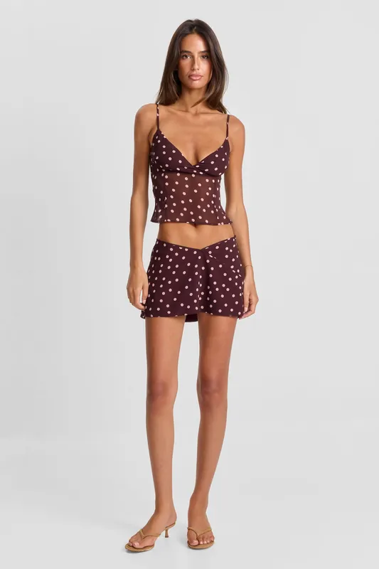 Tilly Mini Skirt Pink Polkadot - Sasha Therese