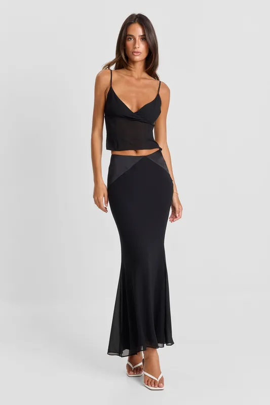Florie Maxi Skirt Black - Sasha Therese