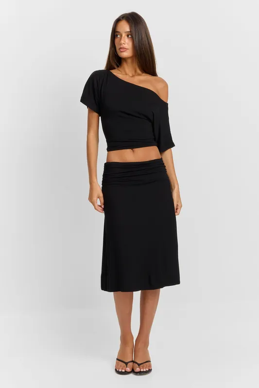 Lorelei Midi Skirt Black - Sasha Therese