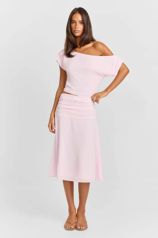 Margot Midi Skirt Pink - Sasha Therese