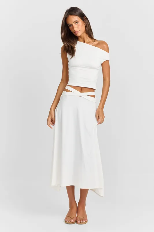 Bloom Maxi Skirt White - Sasha Therese