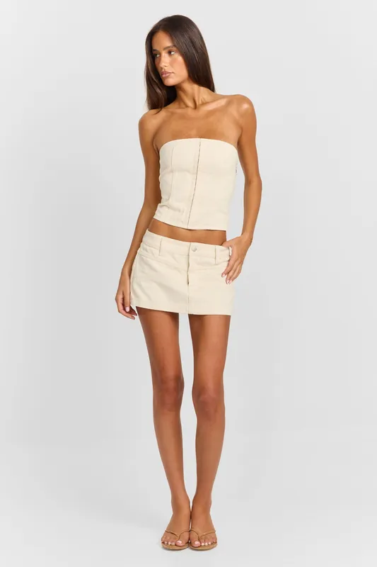 Elira Mini Skirt Cream - Sasha Therese