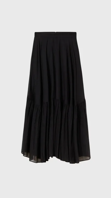 Plan C Long Organza Skirt in Black
