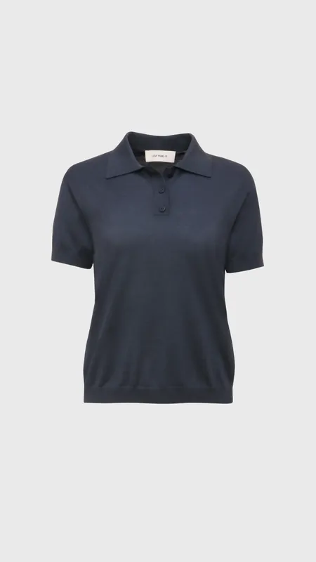 Lisa Yang Nai Polo Top in Thunder