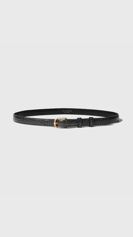 Nili Lotan Jane Belt in Black Croc
