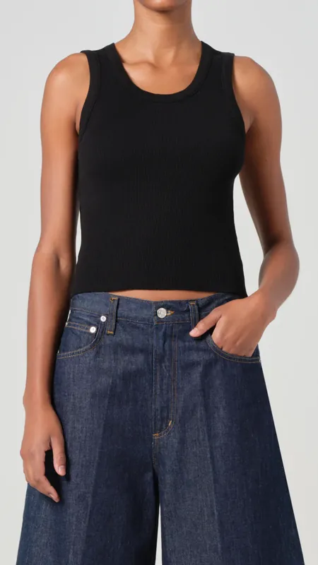 Agolde Shrunken Poppy Tank in Black
