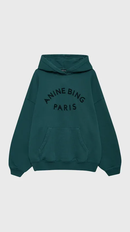 Anine Bing Harvey Sweatshirt Paris in Dark Green