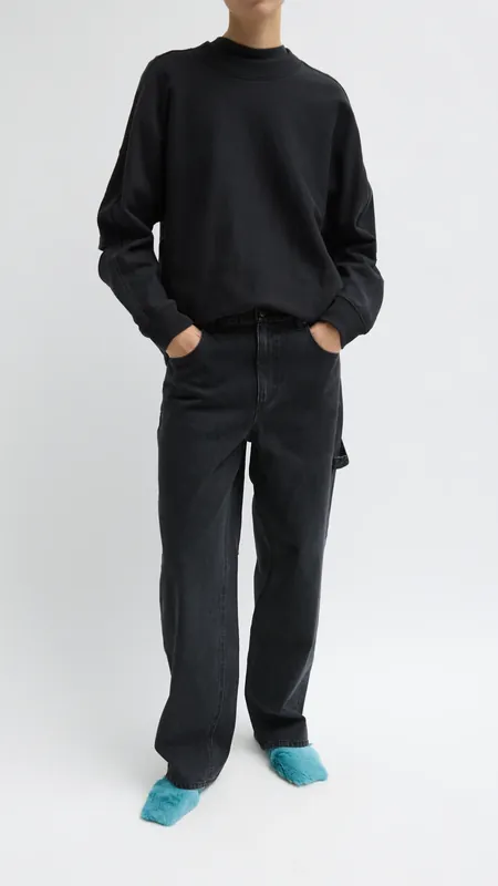 TIbi Cocoon Crewneck Sweatshirt in Black