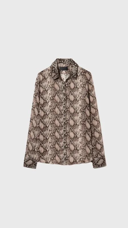 Nili Lotan Gaia Slim Shirt in Stone