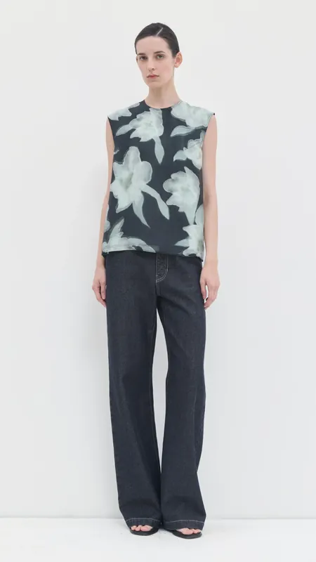 Christian Wijnants Toros Sleeveless Top in Ink Ipomoea